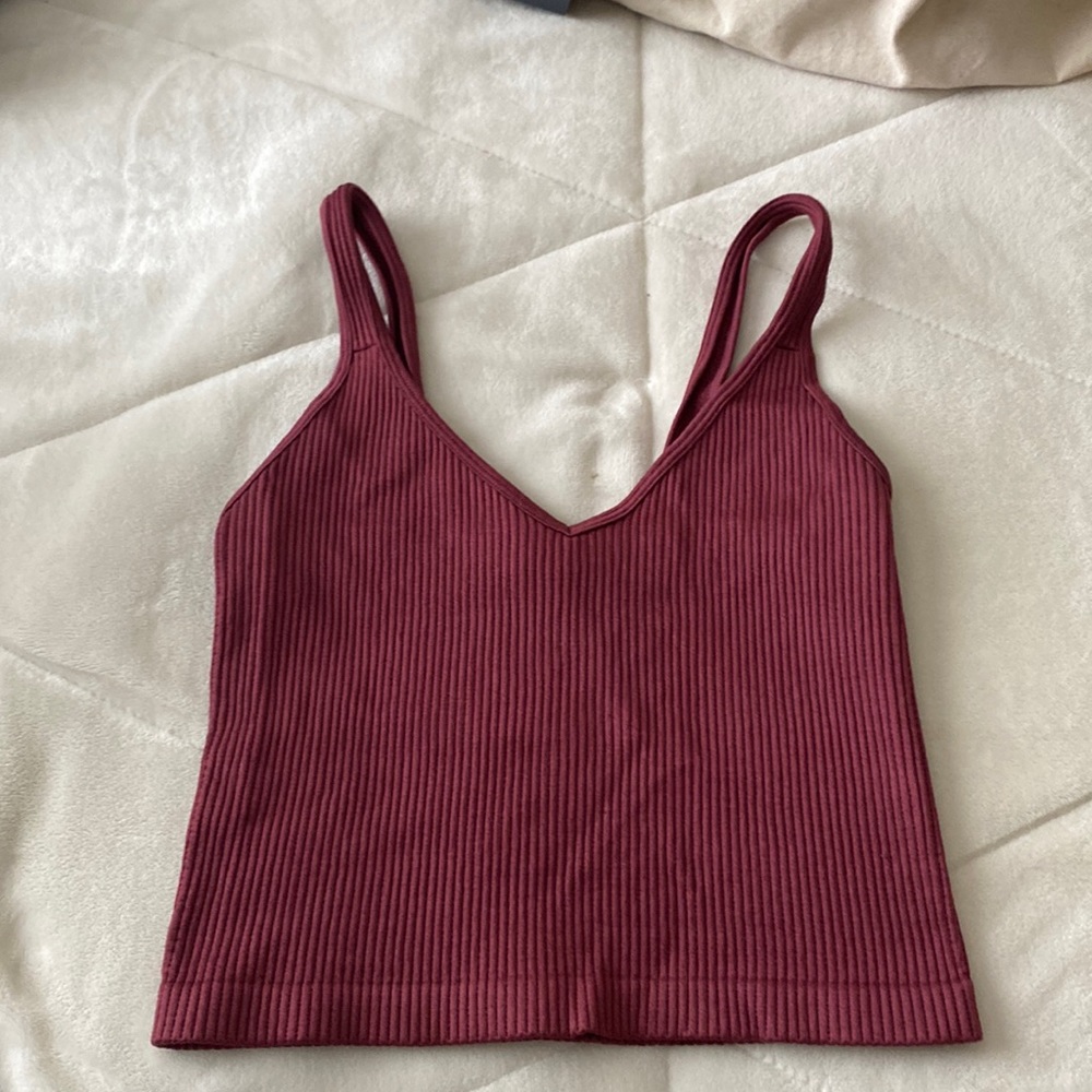 burgundy ribbed tank top
